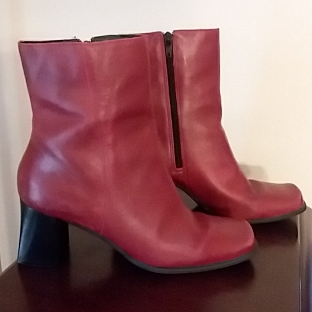 Dark Red Leather Boots
